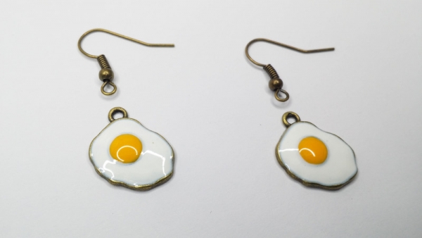 Spiegelei Ohrringe Ei egg bronzefarben